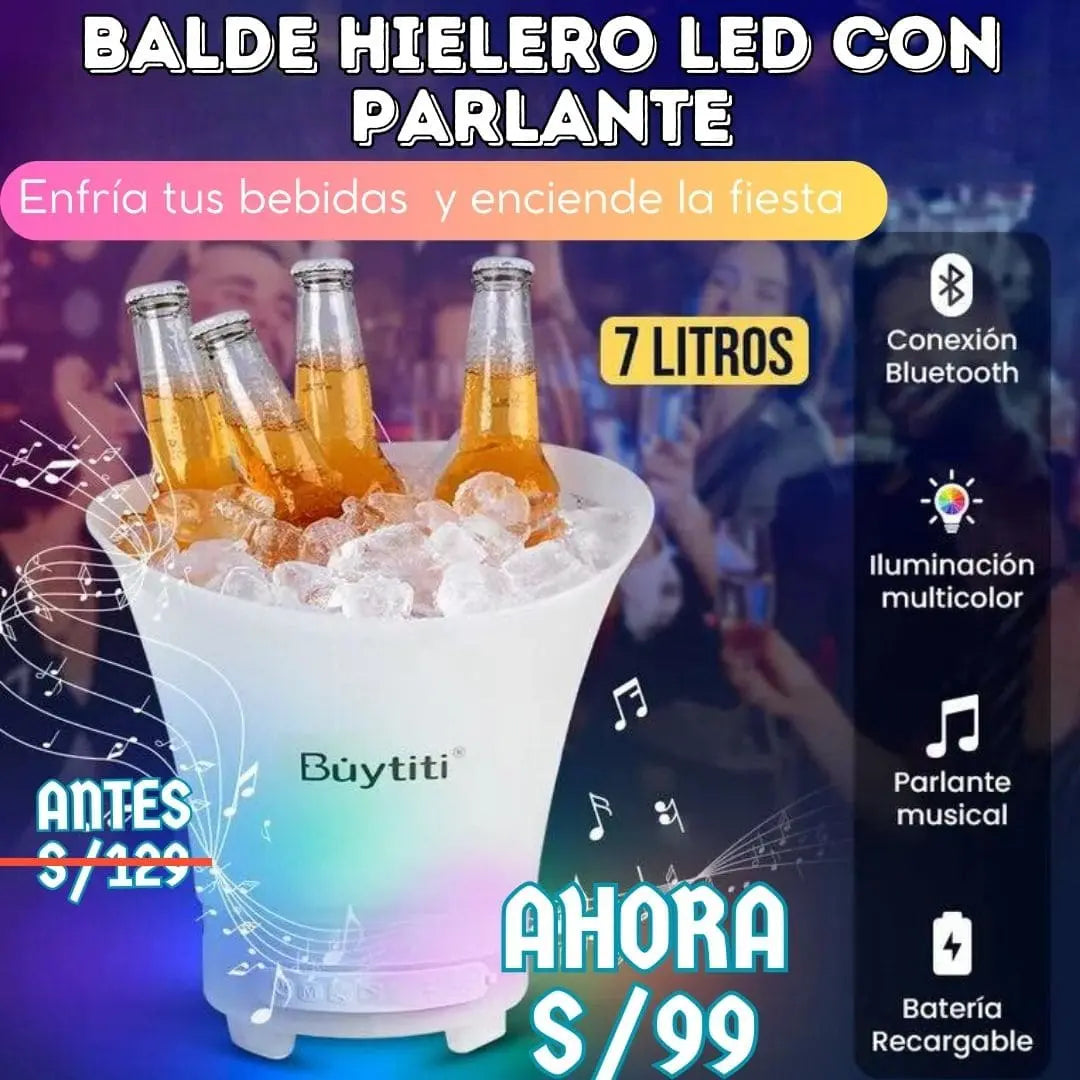 BALDE HIELERO LED CON PARLANTE