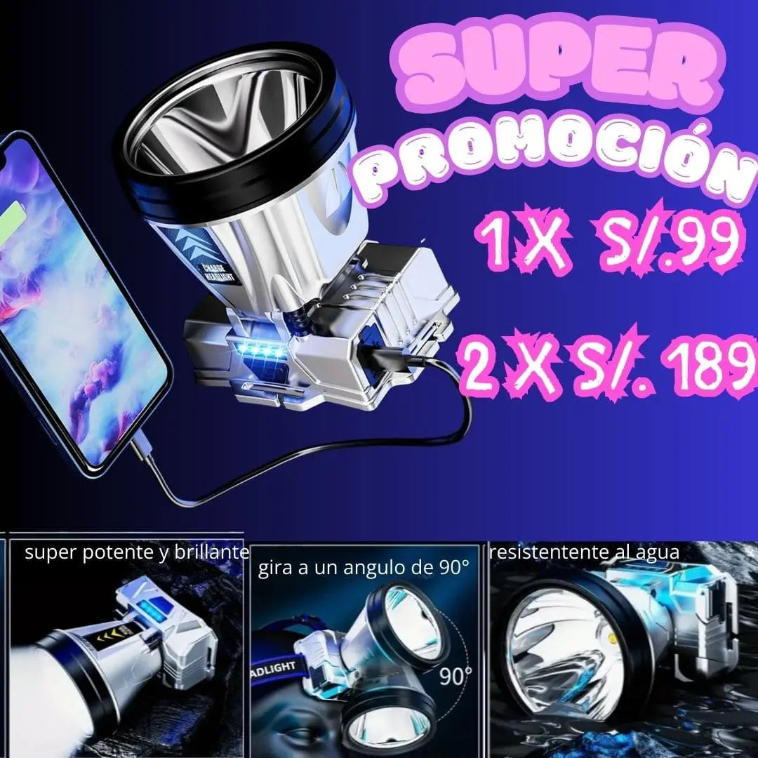 HEADLAMP SUPER BRILLANTE DE ALTA POTENCIA🔦🔥/ ENVIO GRATIS