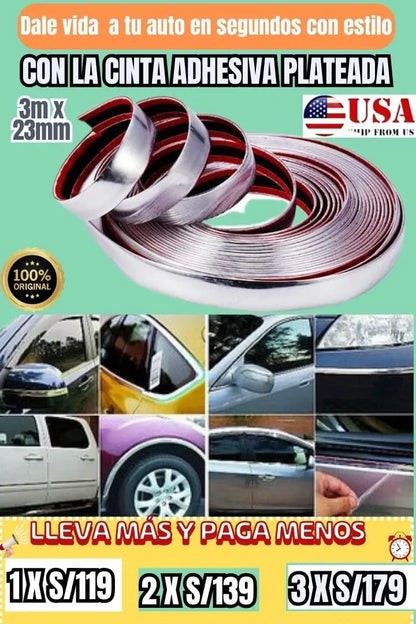 CINTA ADHERSIVA PLATEADA PARA CARRO