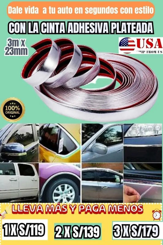 CINTA ADHERSIVA PLATEADA PARA CARRO